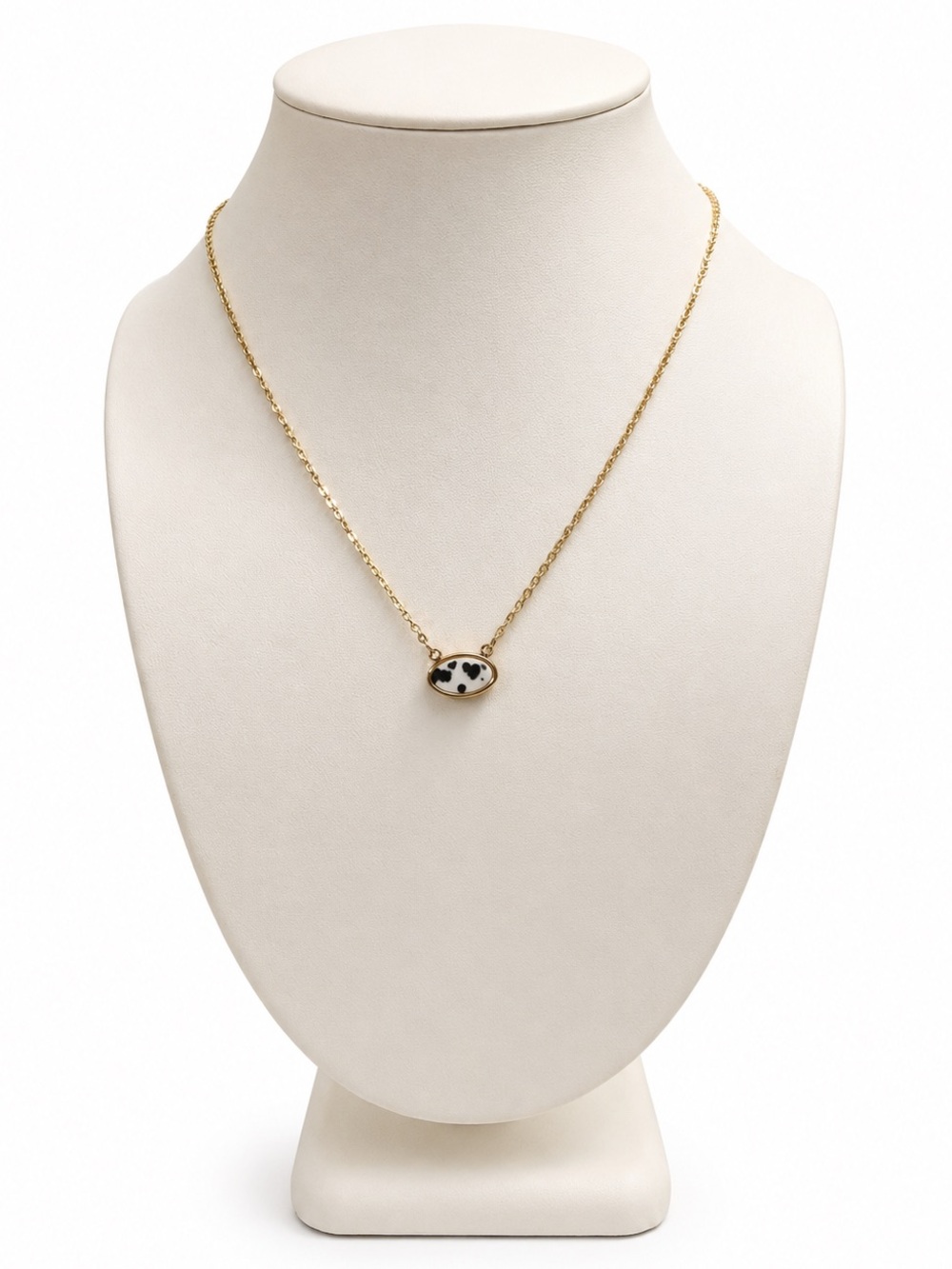 Cow Print Oval Pendant Necklace Gold Tone Rare Exclusive | Plunder Private Label